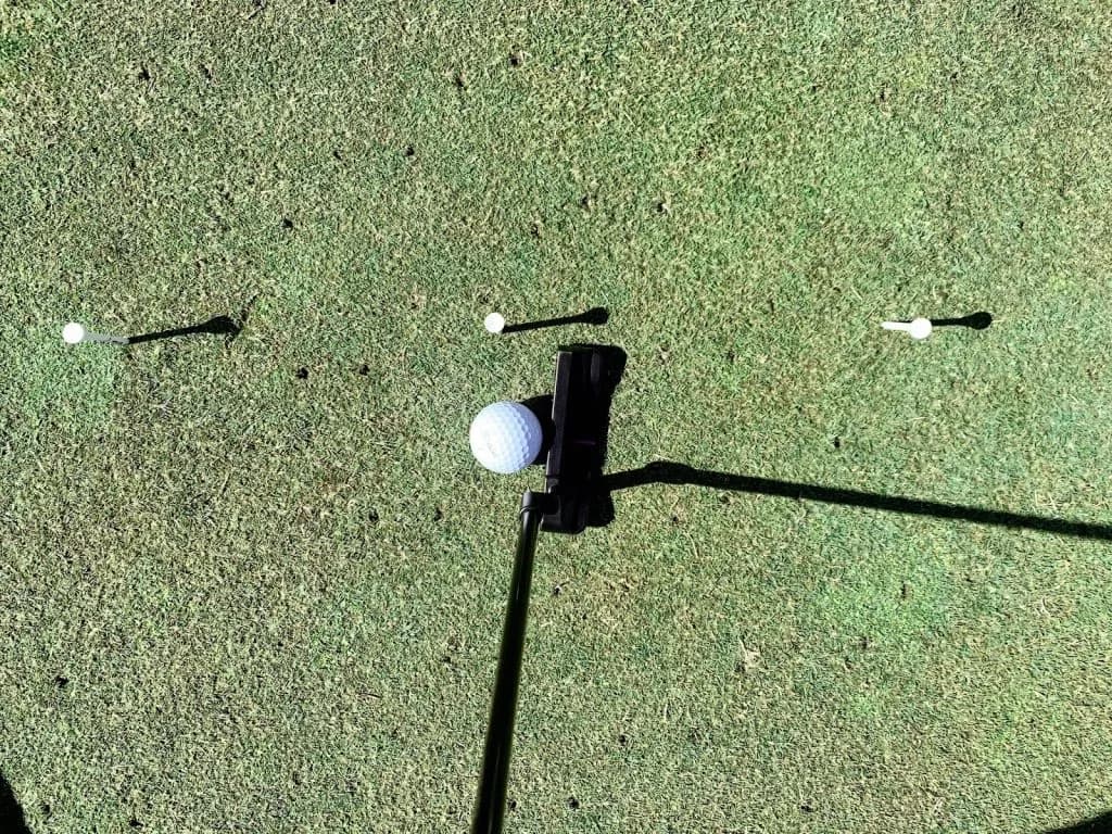 Speed drill setup with two markers placed an equal distance either side of the ball
