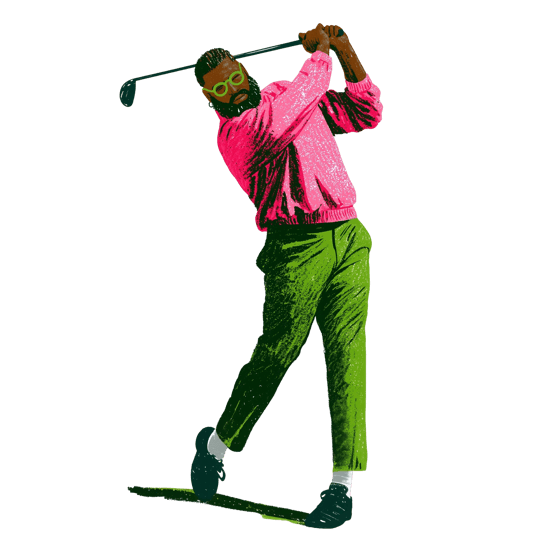 Golfer at the finish of a swing