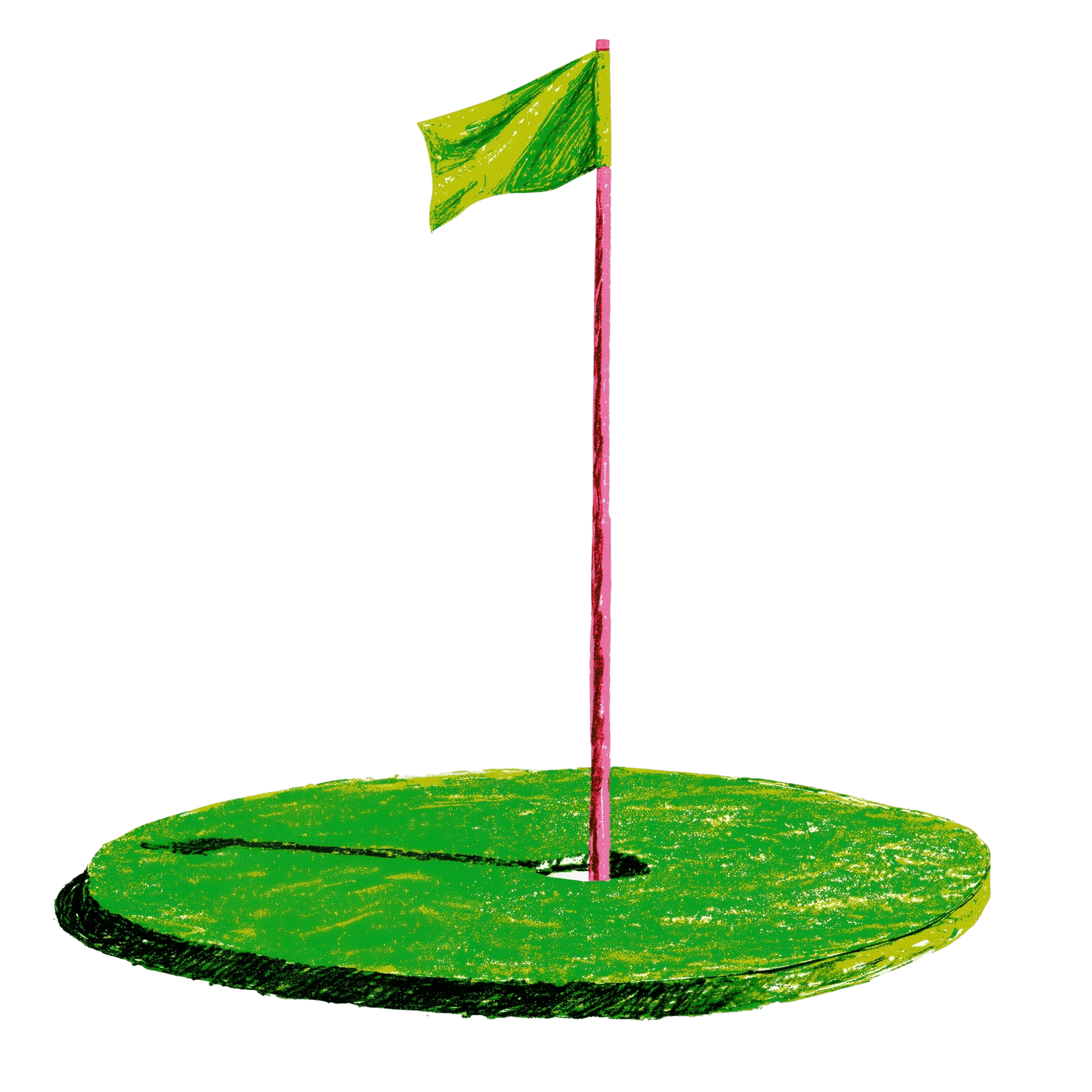 Illustration of a flag in the hole on a putting green